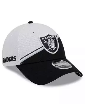 Мужская белая, черная регулируемая кепка Las Vegas Raiders 2023 Sideline 9FORTY New Era, белый
