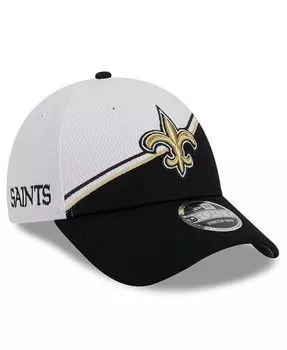 Мужская белая, черная регулируемая кепка New Orleans Saints 2023 Sideline 9FORTY New Era
