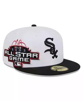 Мужская белая/черная шляпа Chicago White Sox Major с нашивкой на боку 59FIFTY New Era, белый