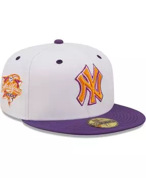 Мужская белая, фиолетовая облегающая шляпа New York Yankees World Series 2000 Grape Lolli 59Fifty New Era