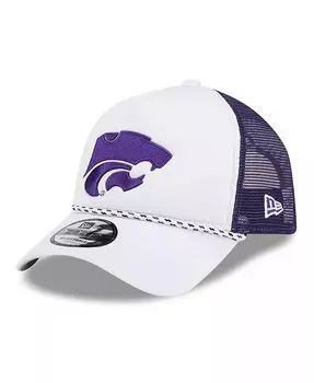 Мужская белая/фиолетовая регулируемая кепка дальнобойщика Kansas State Wildcats Court Sport Foam с А-образной рамкой 9FORTY New Era, белый
