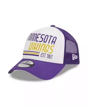 Мужская белая, фиолетовая регулируемая кепка Minnesota Vikings Stacked A-Frame Trucker 9FORTY New Era, белый