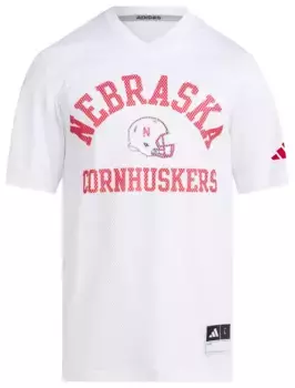 Мужская белая футбольная майка Adidas Nebraska Cornhuskers Replica Tailgate