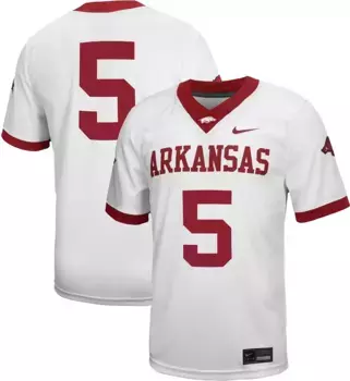 Мужская белая футбольная майка Nike Arkansas Razorbacks #5