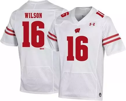 Мужская белая футбольная майка Under Armour Wisconsin Badgers Russell Wilson № 16