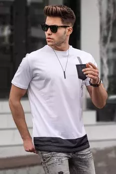 Мужская белая футболка 5387 MADMEXT, черный