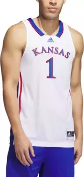 Мужская белая футболка Adidas Kansas Jayhawks Replica Swingman