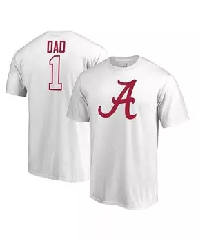 Мужская белая футболка Alabama Crimson Tide #1 Dad Fanatics, белый