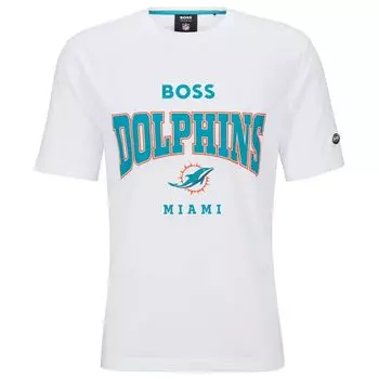 Мужская белая футболка BOSS X NFL Miami Dolphins Huddle