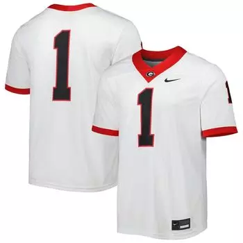 Мужская белая футболка для выездных игр Georgia Bulldogs #1 Nike