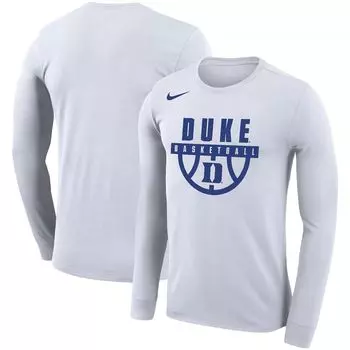 Мужская белая футболка Duke Blue Devils Basketball Drop Legend с длинным рукавом Nike