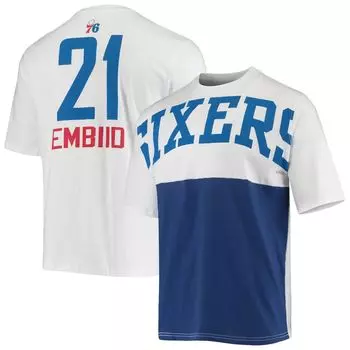 Мужская белая футболка Fanatics с логотипом Joel Embiid Philadelphia 76ers с кокеткой