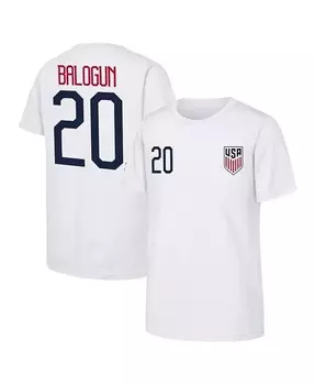 Мужская белая футболка Folarin Balogun USMNT с именем и номером Outerstuff, белый