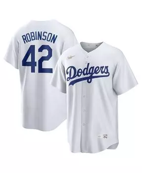 Мужская белая футболка игрока Jackie Robinson Brooklyn Dodgers Home Cooperstown Collection Nike, белый