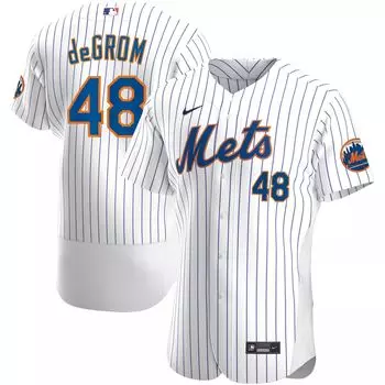 Мужская белая футболка Jacob DeGrom New York Mets Home Authentic Player Nike