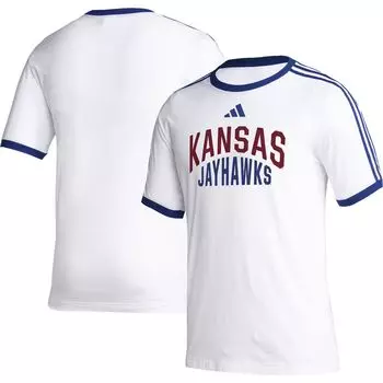 Мужская белая футболка Kansas Jayhawks Arch adidas