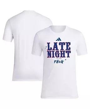 Мужская белая футболка Kansas Jayhawks Late Night in the Phog Adidas, белый