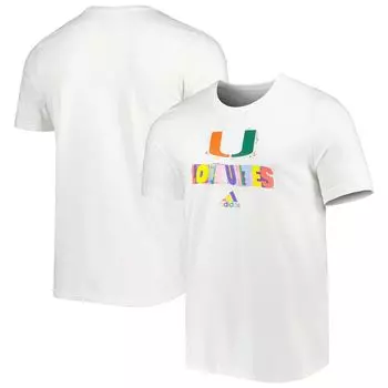 Мужская белая футболка Miami Hurricanes Pride Fresh adidas