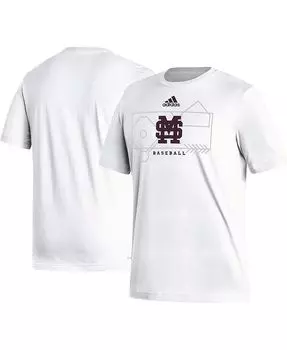 Мужская белая футболка Mississippi State Bulldogs Locker Lines Baseball Fresh adidas, белый