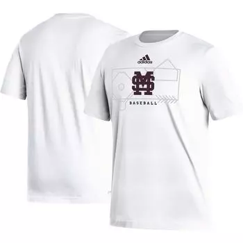 Мужская белая футболка Mississippi State Bulldogs Locker Lines Basketball Fresh adidas