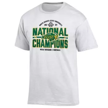 Мужская белая футболка NDSU Bison 2021 FCS Football National s Locker Room Champion