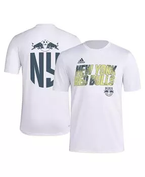 Мужская белая футболка New York Red Bulls Team с крючком AEROREADY adidas, белый