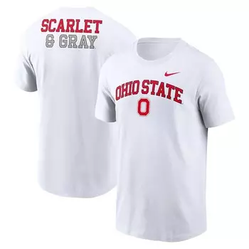 Мужская белая футболка Nike Ohio State Buckeyes Blitz 2-Hit, цвет Osu White