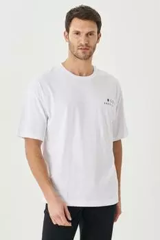 Мужская белая футболка оверсайз свободного кроя с круглым вырезом из 100% хлопка с принтом AC&Co/Altnyldz Classics AC&Co Altinyildiz Classics, белый