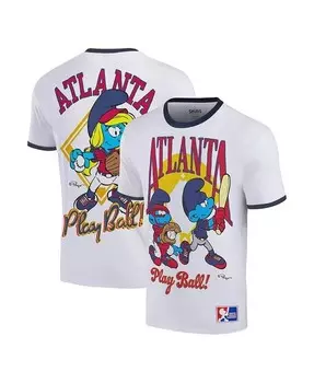 Мужская белая футболка с бейсбольным звонком The Smurfs Atlanta Ripple Junction, белый