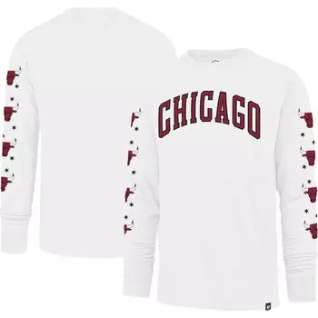 Мужская белая футболка с длинным рукавом '47 Chicago Bulls City Edition Downtown Franklin