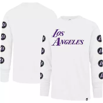 Мужская белая футболка с длинным рукавом '47 Los Angeles Lakers City Edition Downtown Franklin
