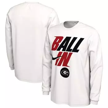 Мужская белая футболка с длинным рукавом Georgia Bulldogs Ball In Bench Nike
