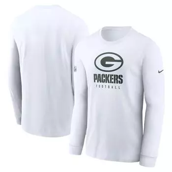 Мужская белая футболка с длинным рукавом Green Bay Packers Sideline Performance Nike