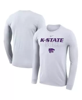 Мужская белая футболка с длинным рукавом Kansas State Wildcats On Court Bench Nike