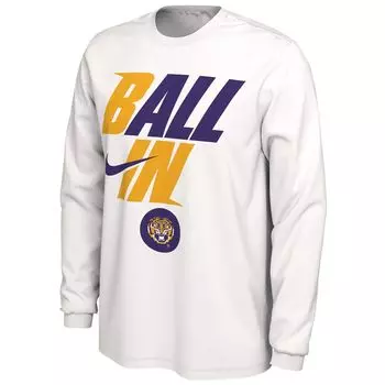 Мужская белая футболка с длинным рукавом LSU Tigers Ball In Bench Nike