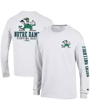 Мужская белая футболка с длинным рукавом Notre Dame Fighting Irish Team Stack 3-Hit Champion
