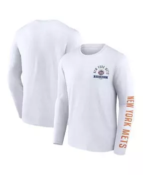 Мужская белая футболка с длинным рукавом с фирменным логотипом New York Mets Pressbox Fanatics, белый