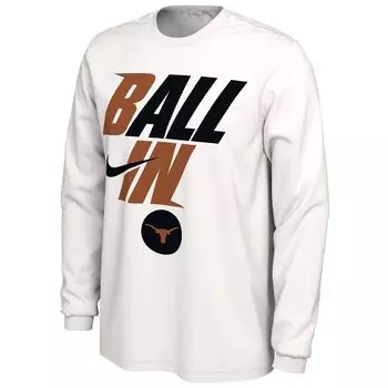 Мужская белая футболка с длинным рукавом Texas Longhorns Ball In Bench Nike