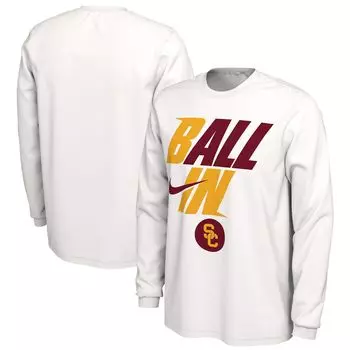 Мужская белая футболка с длинным рукавом USC Trojans Ball In Bench Nike