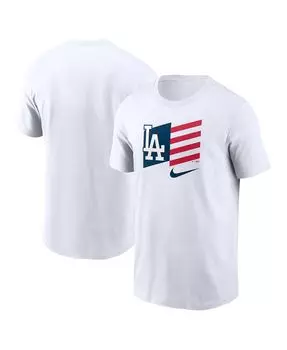 Мужская белая футболка с флагом американы los angeles dodgers Nike, белый