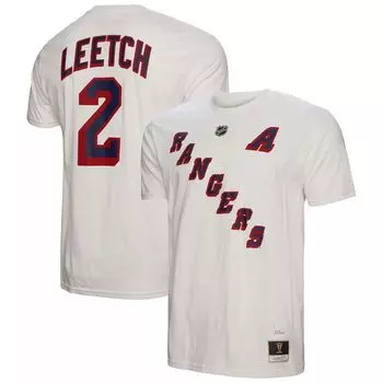 Мужская белая футболка с именем и номером Mitchell & Ness Brian Leech New York Rangers