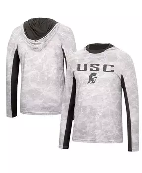 Мужская белая футболка с капюшоном с длинным рукавом usc trojans mossy oak spf 50 performance Colosseum, белый