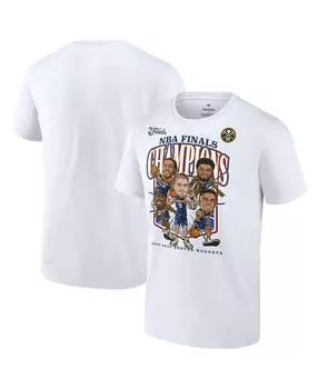 Мужская белая футболка с карикатурой на команду Denver Nuggets Finals NBA 2023 Champions Windmill Team Fanatics