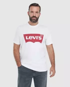 Мужская белая футболка с короткими рукавами больших размеров Levi's, белый