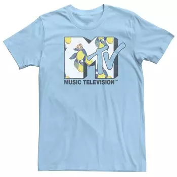 Мужская белая футболка с короткими рукавами и логотипом MTV Lemon Branch Licensed Character