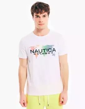 Мужская белая футболка с короткими рукавами Nautica, белый