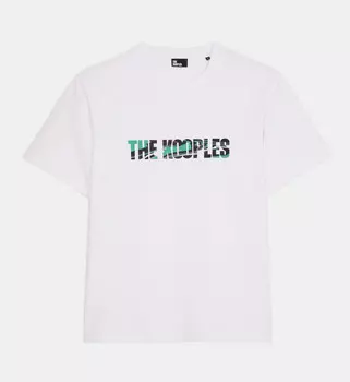 Мужская белая футболка с логотипом с мраморным трафаретным принтом THE KOOPLES, белый