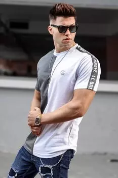 Мужская белая футболка с принтом 5398 MADMEXT