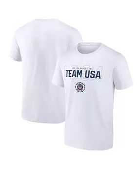 Мужская белая футболка Team USA с ярким контуром Fanatics, белый