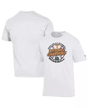 Мужская белая футболка Tennessee Volunteers 2024 NCAA Мужская бейсбольная футболка Мировой серии чемпионов колледжа в раздевалке Champion, белый